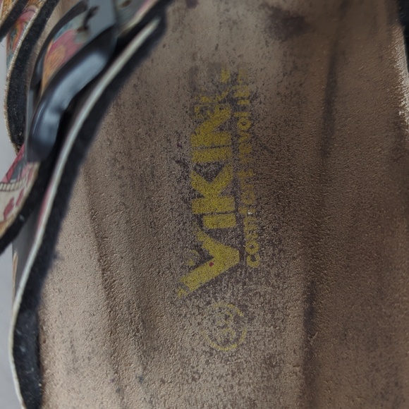 Viking Tofino Leather Comfort Revolution Paisley Print Slide Sandal 38 Black - Picture 10 of 16